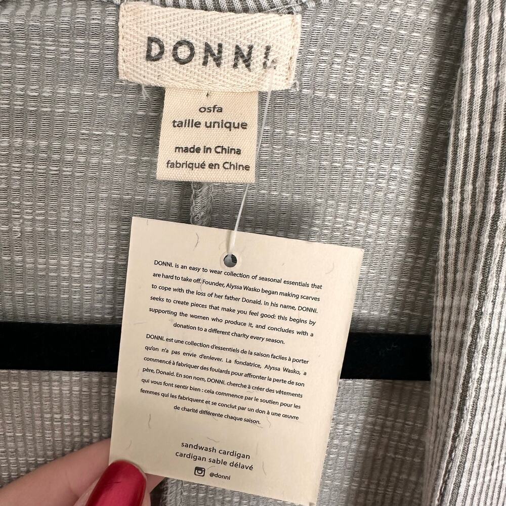 Anthropologie Donni Sandwash Ribbed Gray Duster Cardigan OSFA Loungewear Basic - Picture 3 of 10